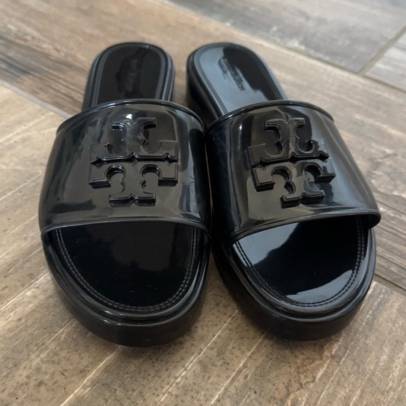 TORY BURCH Eleanor Jelly Slide Sandals In Black size 8 - Picture 4 of 13
